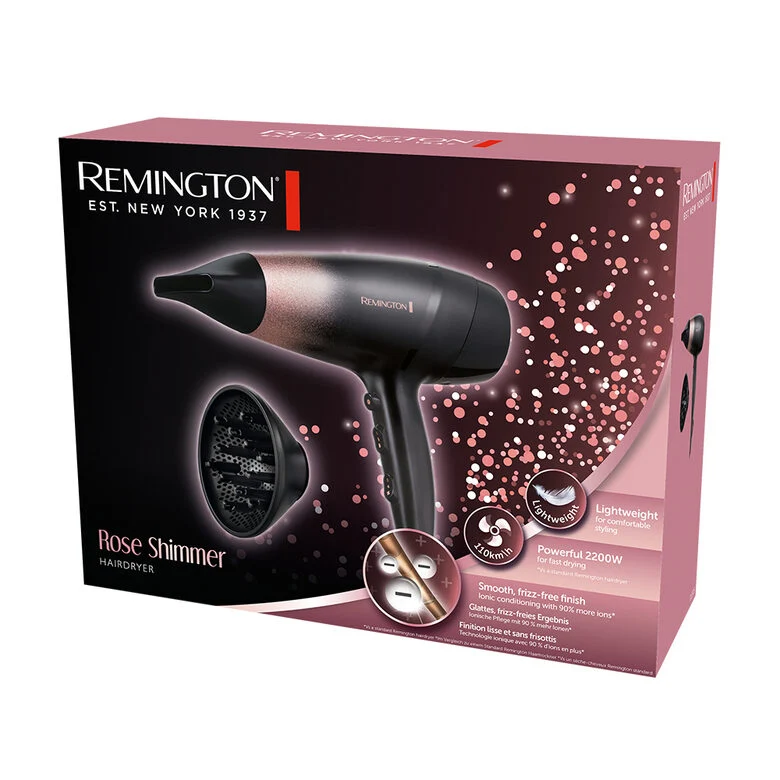 Remington Rose Shimmer asciuga capelli 2200 W Nero, Rosa