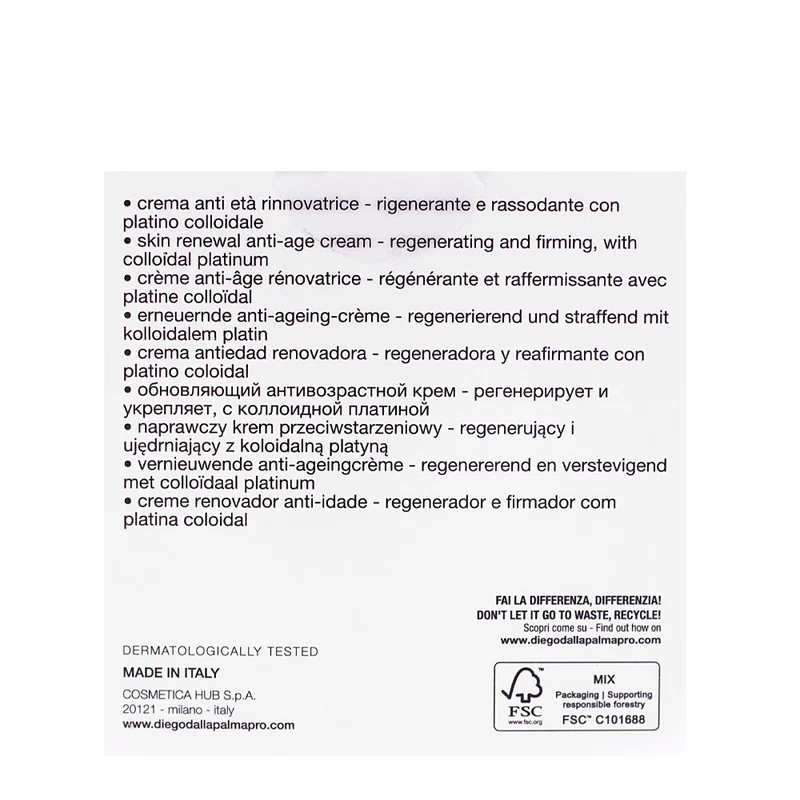 Diego dalla Palma Professional Icon Time Platinum Skin Renewal Anti-age Cream 50ml -crema anti età rinnovatrice