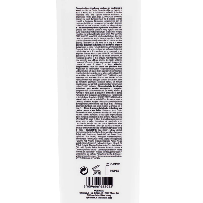Framesi Morphosis Ultimate Care Maximizer Step 2 1000ml - siero disciplinante istantaneo capelli crespi
