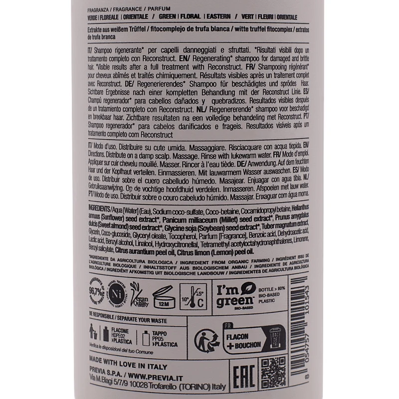 Previa Reconstruct Regenerating Shampoo 340ml - shampoo ristrutturante