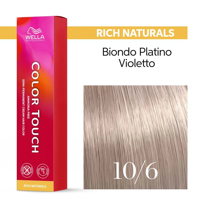 Wella Color Touch Rich Naturals 10/6 Biondo Platino Violetto 60ml - colore semipermanente senza ammoniaca