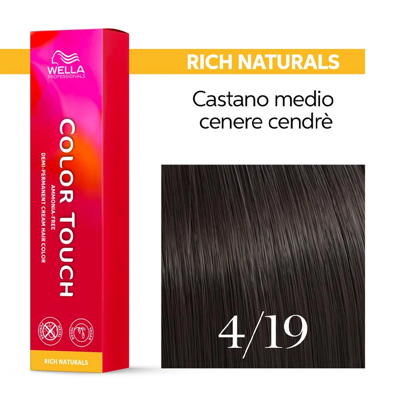 Wella Color Touch Rich Naturals 4/19 Castano Medio Cenere Cendrè 60ml - colore semi permanente senza ammoniaca