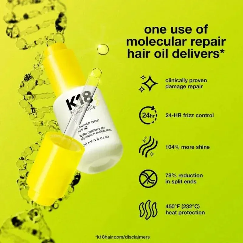 K18 Molecular Repair Hair Oil Anticrespo 30ml – Olio Riparatore Protettivo