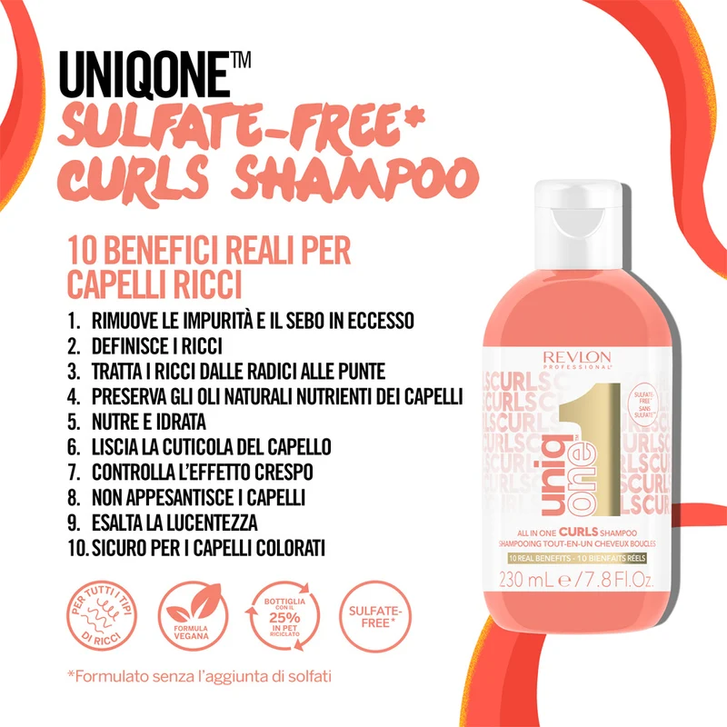Revlon Uniq One Curls Shampoo 230ml - shampoo capelli ricci e mossi