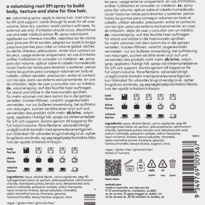 Evo Volume Root Canal Volumising Spray 200ml - spray volumizzante
