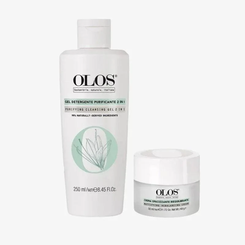 Olos Kit Gel Detergente Purificante e Crema Viso Opacizzante