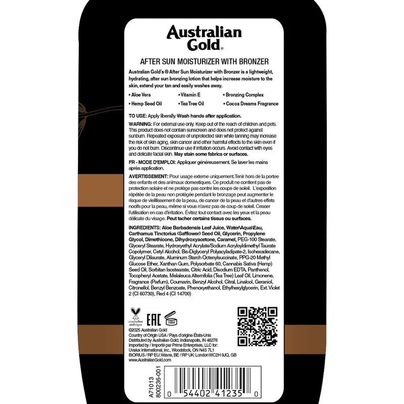 Australian Gold After Sun Moisturizer With Bronzer 473ml - doposole idratante