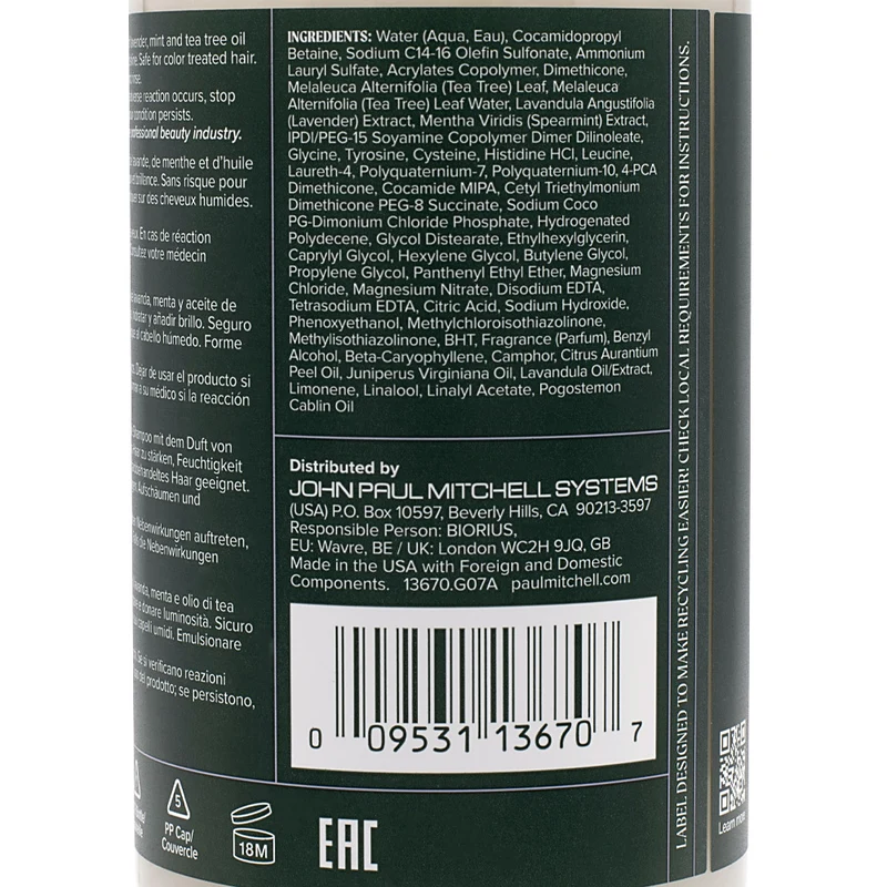 Paul Mitchell Tea Tree Lavender Mint Moisturizing Shampoo 300ml - shampoo idratante lenitivo