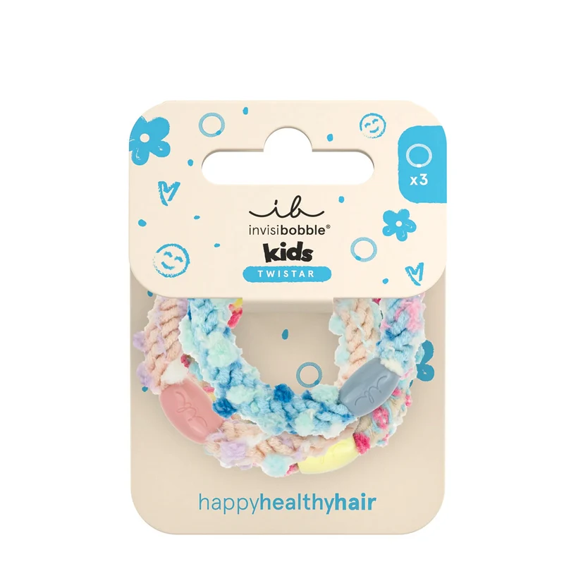 Invisibobble Twistar Kids Happy Healty Hair Pom Pom Tie 3pz - elastici in tessuto per bambini