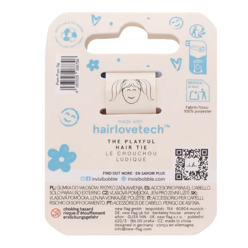 Invisibobble Twistar Kids Happy Healty Hair Pom Pom Tie 3pz - elastici in tessuto per bambini
