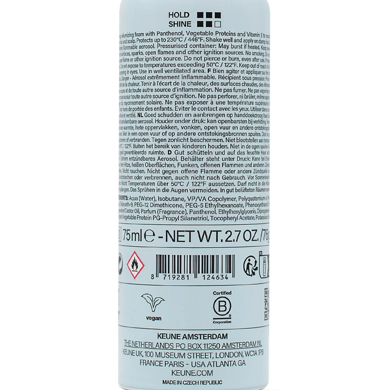 Keune Style Velvet Cloud Strong Volume Foam 75ml - mousse volumizzante tenuta forte