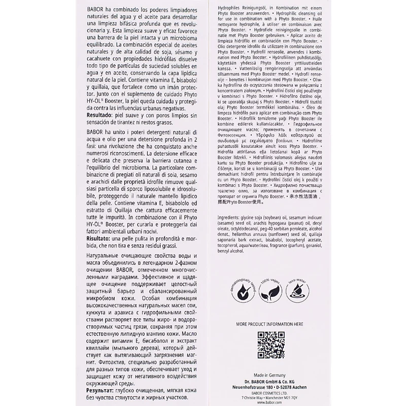 Babor HY-ÖL Cleanser 200ml - olio detergente pelle secca e sensibile
