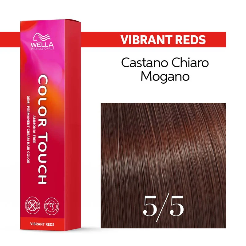 Wella Color Touch Vibrant Reds 5/5 Castano Chiaro Mogano 60ml - colore semipermanente senza ammoniaca