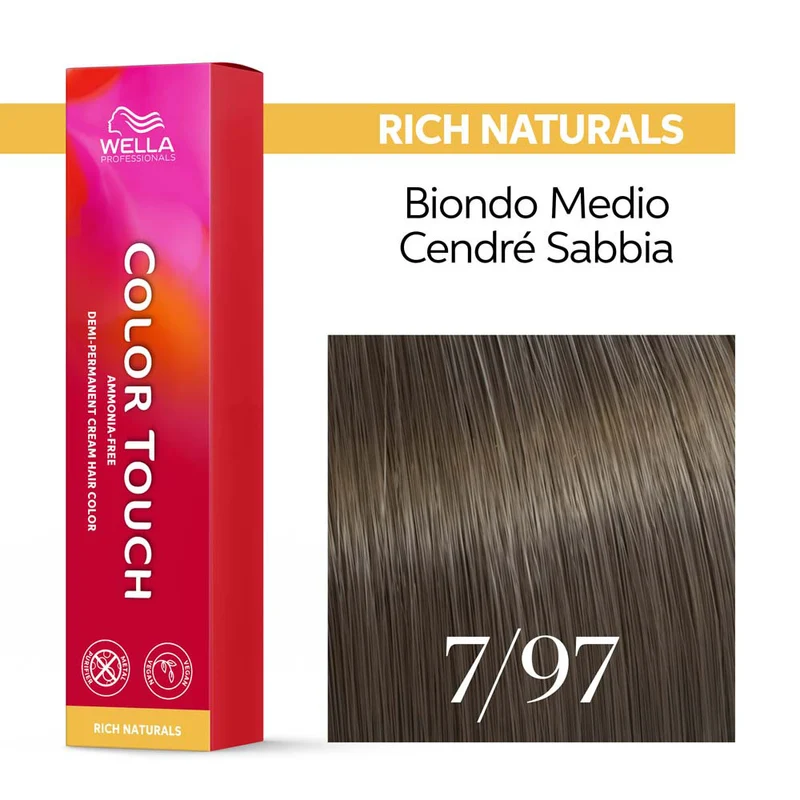 Wella Color Touch Rich Naturals 7/97 Biondo Medio Cendrè Sabbia 60ml - colore semipermanente senza ammoniaca