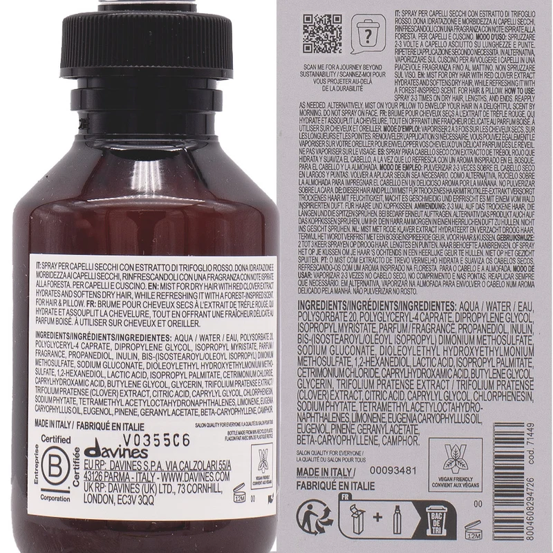 Davines Naturaltech Revitalizing Hair Mist 100ml- profumo idratante per capelli secchi