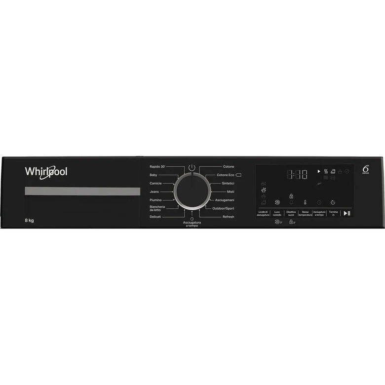 Whirlpool C WSD 83M WBS IT Asciugatrice Slim A Libera Installazione 8 Kg, Motore Inverter, Tecnologia 6° Senso, Display Digitale XL, Classe D, Bianco