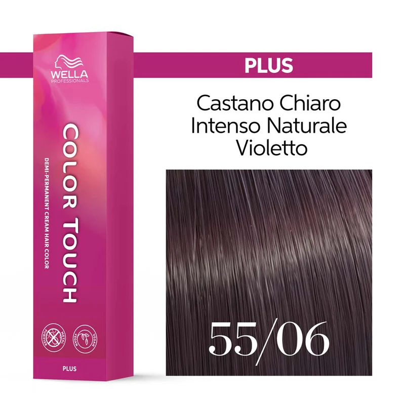 Wella Color Touch Plus 55/06 Castano Chiaro Intenso Naturale Violetto 60ml - colore demi-permanente