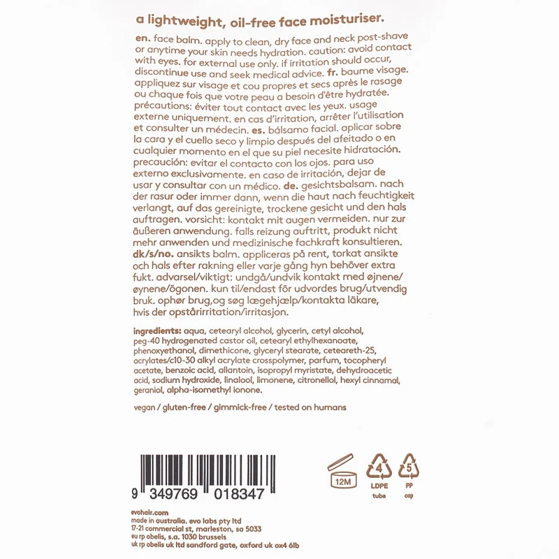Evo Winners Face Balm 150ml - crema idratante viso