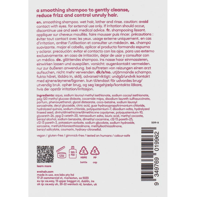 Evo Smooth Mane Tamer Smoothing Shampoo 300ml - shampoo lisciante
