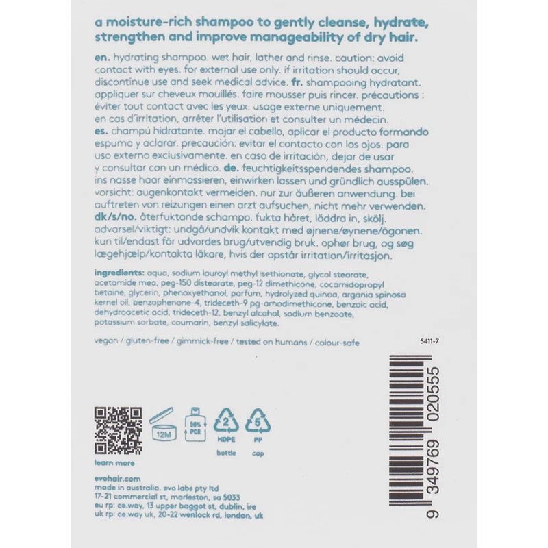 Evo Hydrate The Therapist Hydrating Shampoo 300ml - shampoo idratante
