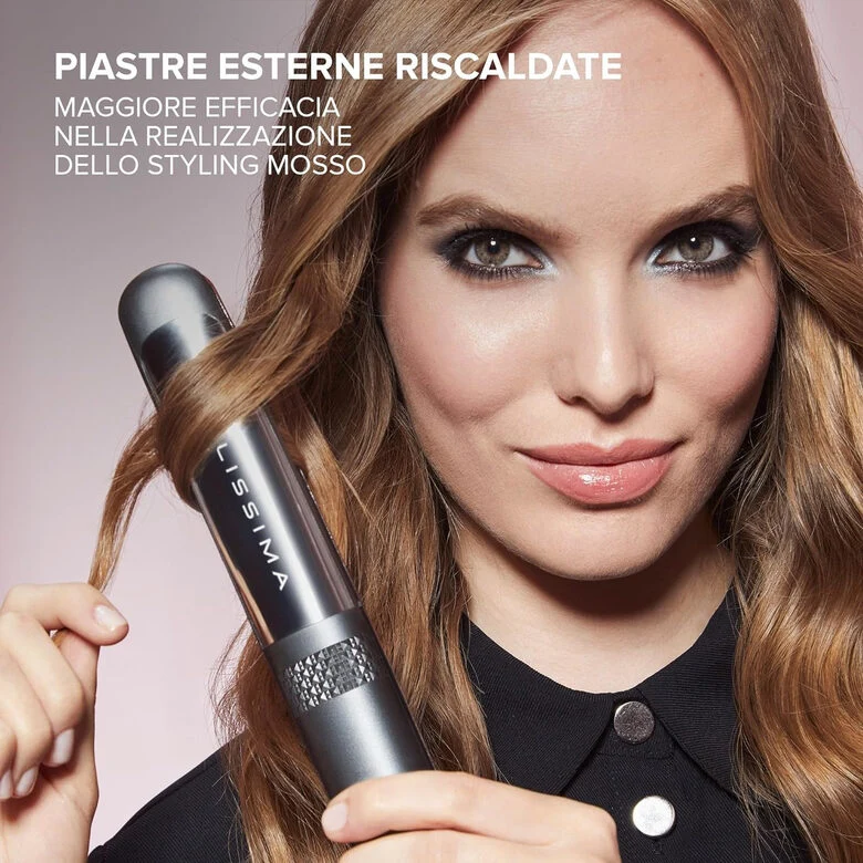 Bellissima Imetec Creativity Multistyle, Piastra per capelli Lisci o Mossi, Rivestimento ceramica, Particelle Diamante, Cheratina, Piastre Flessibili e Calde Anche Esternamente, 5 temperatur