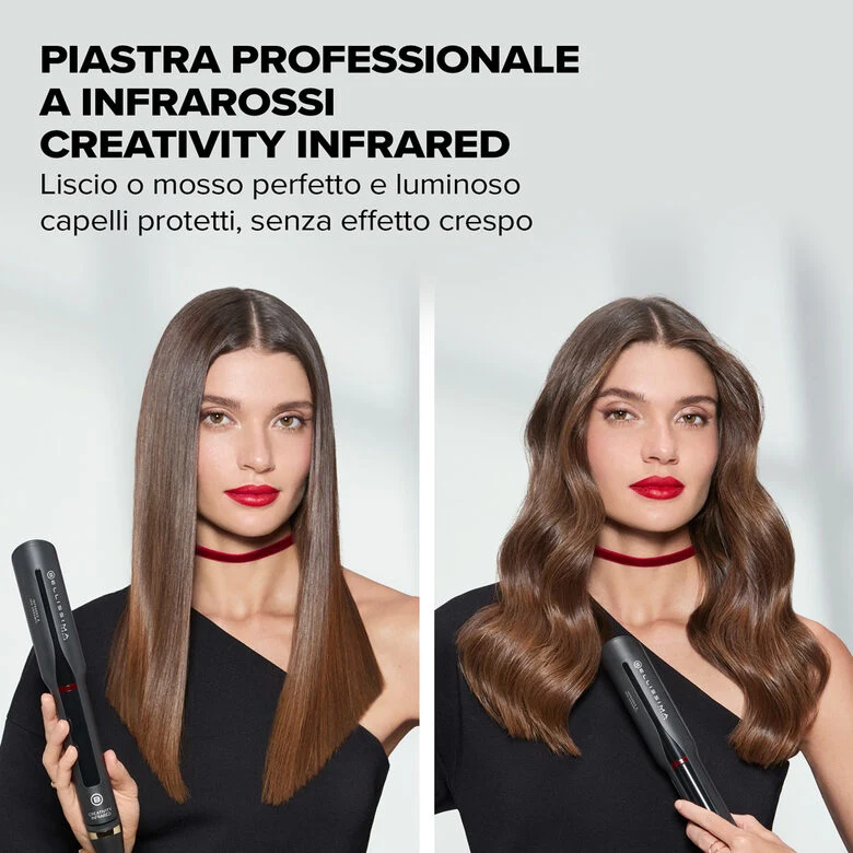 Bellissima Imetec Creativity Infrared, Piastra per capelli lisci, tecnologia raggi infrarossi, 4 elementi riscaldanti, rivestimento ION Ceramic, 11 temperature regolabili da 130 °C a 230 °C
