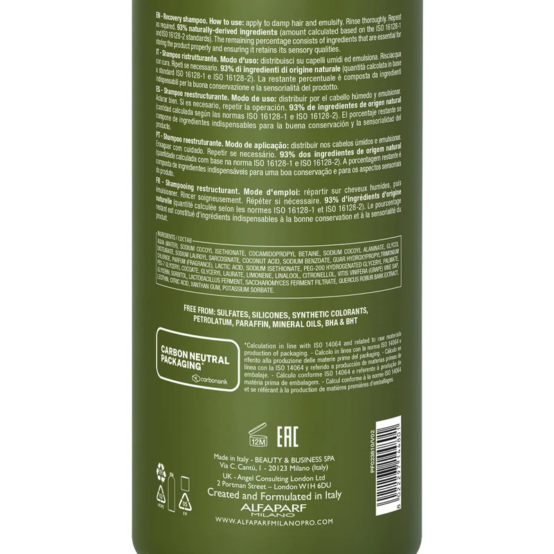 Alfaparf Milano Benvoleo Recovery Shampoo 1000ml - shampoo ristrutturante