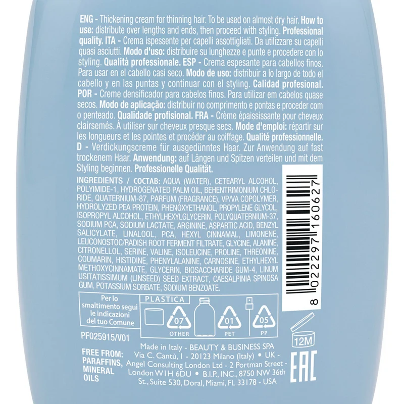 Alfaparf Milano Semi Di Lino Density Thickening Leave-In Cream 125ml - crema ispessente