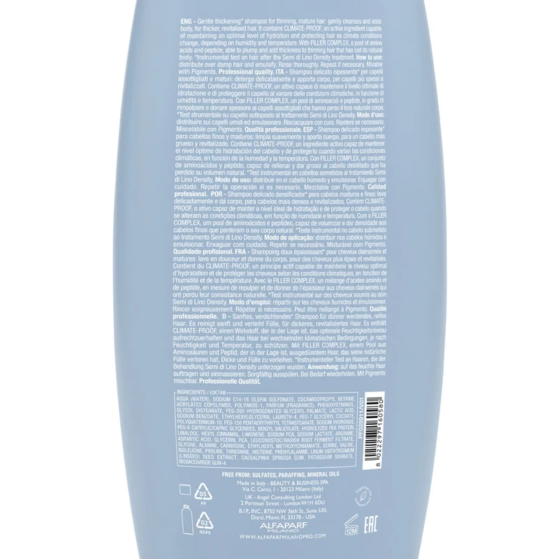Alfaparf Milano Semi Di Lino Density Thickening Low Shampoo 1000ml - shampoo ispessente