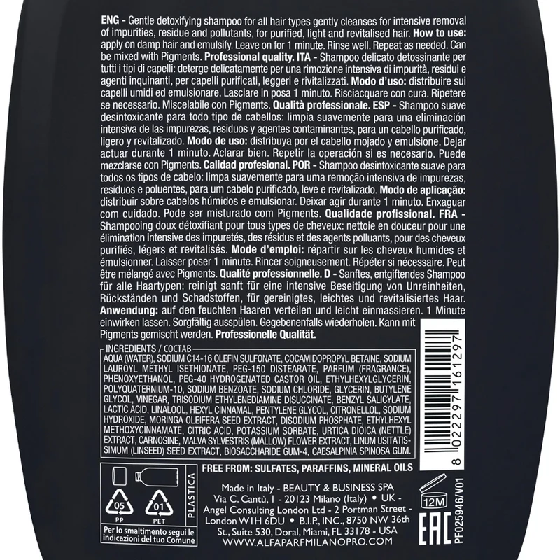 Alfaparf Milano Semi Di Lino Sublime Detoxifying Low Shampoo 250ml - shampoo delicato detossinante