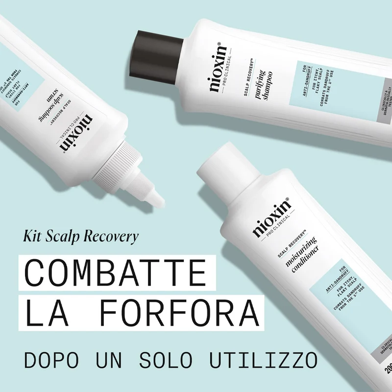 Nioxin Scalp Recovery Kit Trifasico Shampoo 200ml Conditioner 200ml Serum 100ml - kit antiforfora