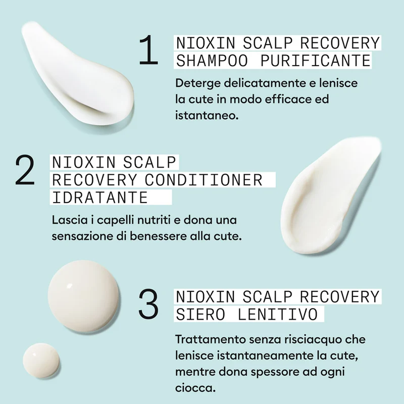 Nioxin Scalp Recovery Kit Trifasico Shampoo 200ml Conditioner 200ml Serum 100ml - kit antiforfora