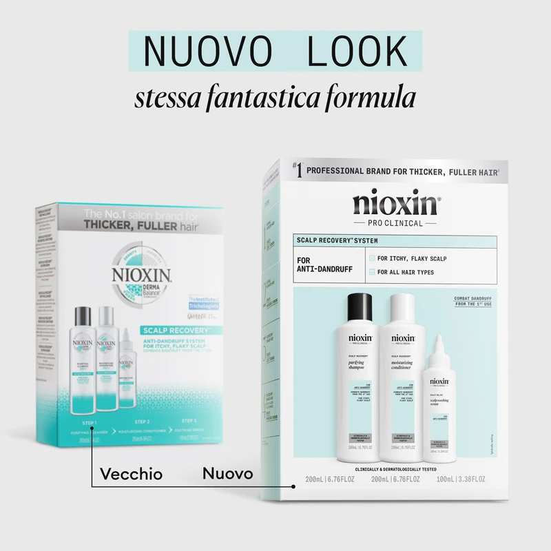 Nioxin Scalp Recovery Kit Trifasico Shampoo 200ml Conditioner 200ml Serum 100ml - kit antiforfora