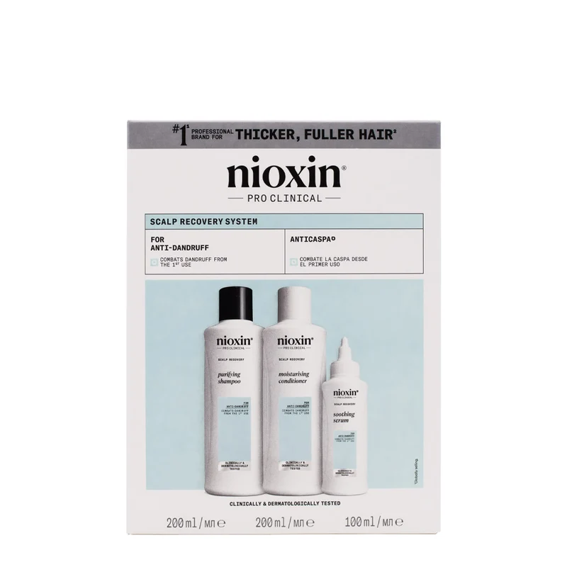 Nioxin Scalp Recovery Kit Trifasico Shampoo 200ml Conditioner 200ml Serum 100ml - kit antiforfora