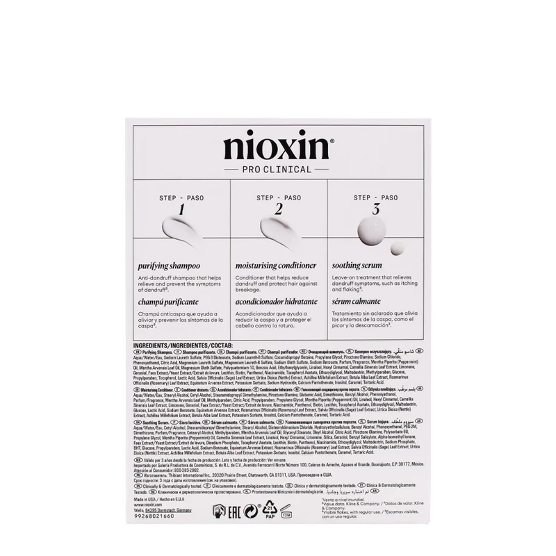 Nioxin Scalp Recovery Kit Trifasico Shampoo 200ml Conditioner 200ml Serum 100ml - kit antiforfora