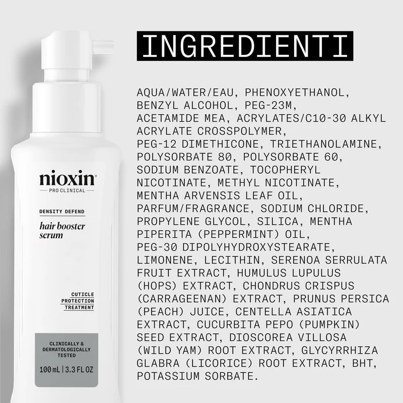 Nioxin Hair Booster Serum 100ml - siero idratante assottigliamento avanzato