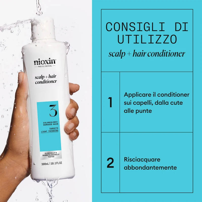 Nioxin Sistema 3 Scalp + Hair Conditioner 300ml - balsamo anti assottigliamento lieve