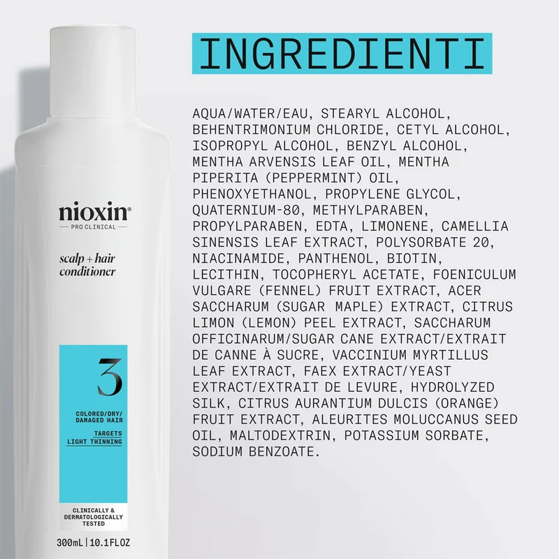 Nioxin Sistema 3 Scalp + Hair Conditioner 300ml - balsamo anti assottigliamento lieve