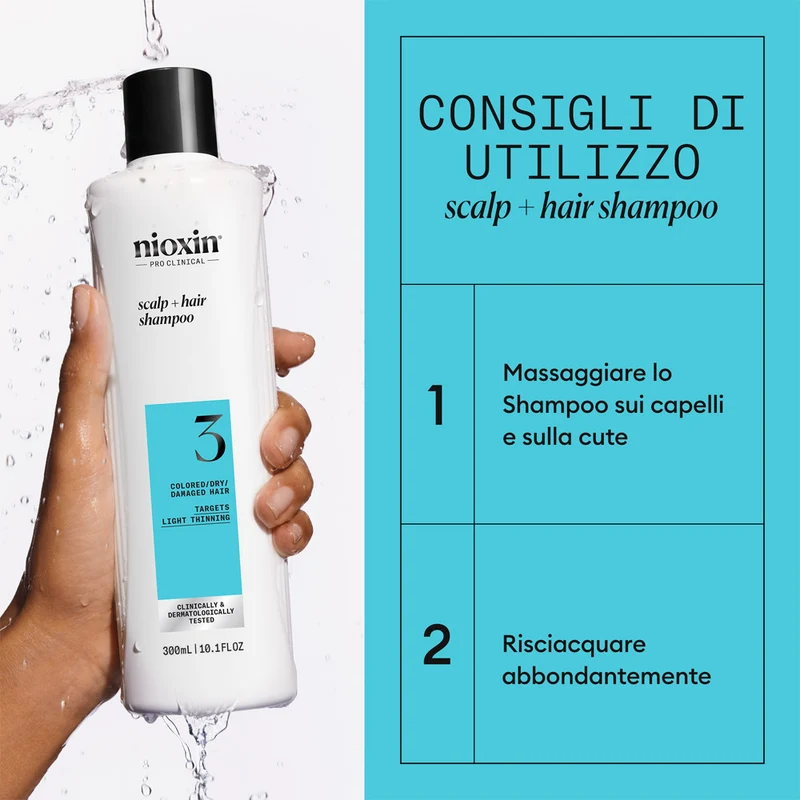 Nioxin Sistema 3 Scalp + Hair Shampoo 300ml - shampoo anti assottigliamento lieve