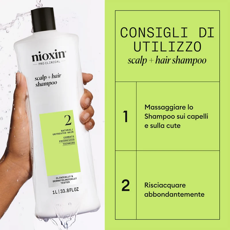 Nioxin Sistema 2 Scalp + Hair Shampoo 1000ml - shampoo anti assottigliamento avanzato
