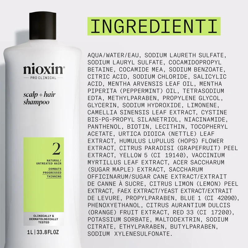 Nioxin Sistema 2 Scalp + Hair Shampoo 1000ml - shampoo anti assottigliamento avanzato