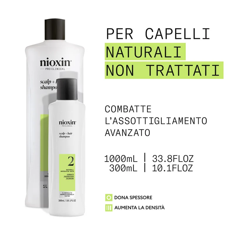 Nioxin Sistema 2 Scalp + Hair Shampoo 300ml - shampoo anti assottigliamento avanzato
