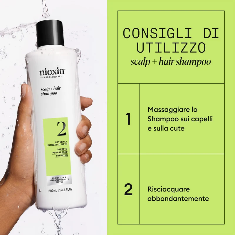 Nioxin Sistema 2 Scalp + Hair Shampoo 300ml - shampoo anti assottigliamento avanzato