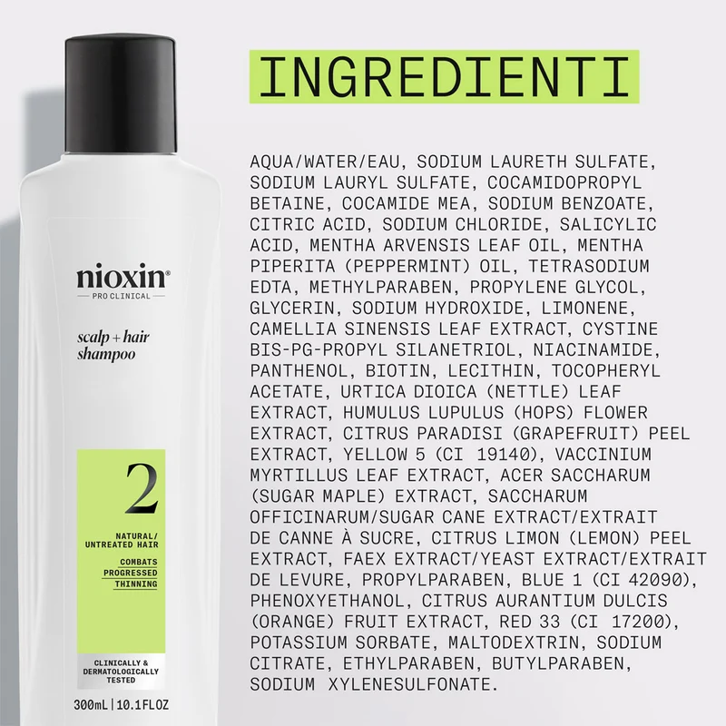 Nioxin Sistema 2 Scalp + Hair Shampoo 300ml - shampoo anti assottigliamento avanzato