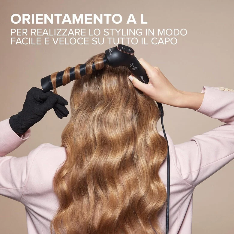 Bellissima Imetec Glam Waves, Ferro Arricciacapelli, Forma Conica, Display, 5 Temperature, Rivestimento Ceramica Diamon e Cheratina, Calore Costante, Puntale Antiscottatura, Riscaldamento Ra