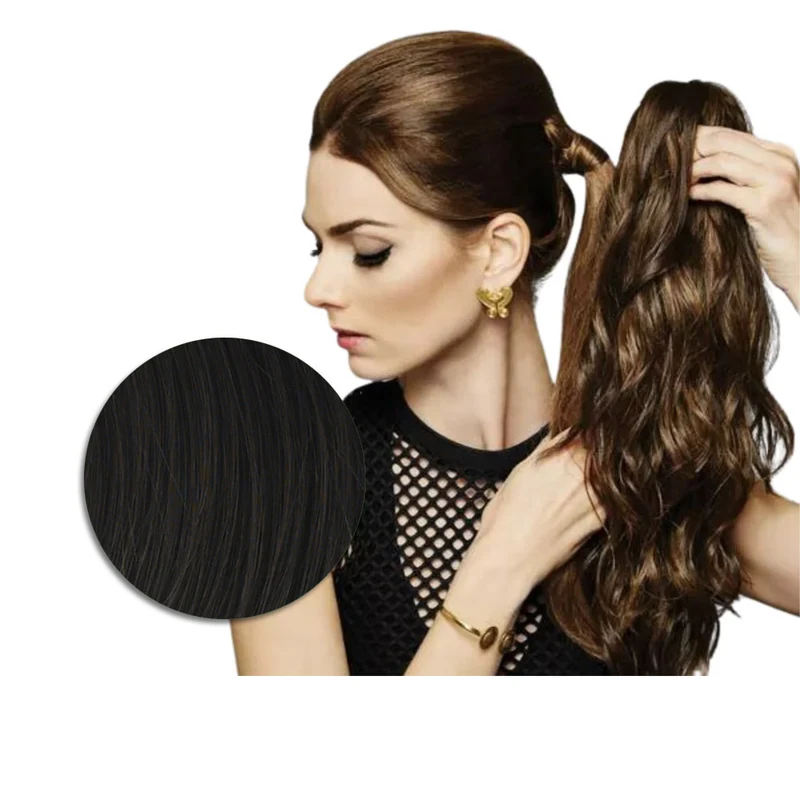 Hairdo Coda con Onde con Mollettone R4 Castano Scuro 46cm - coda onde