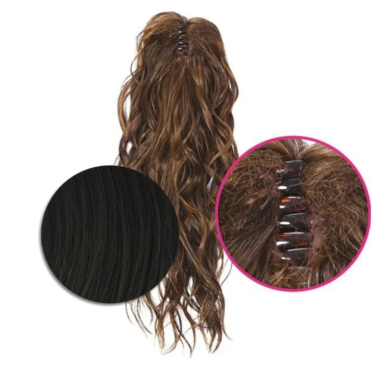 Hairdo Coda con Onde con Mollettone R4 Castano Scuro 46cm - coda onde