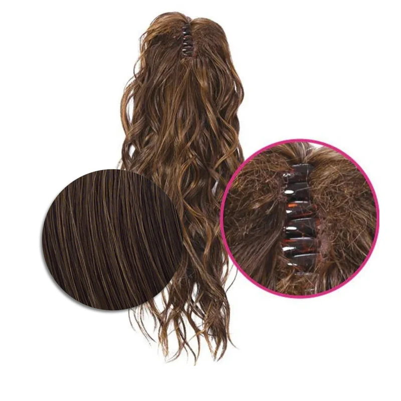 Hairdo Coda con Onde con Mollettone Castano Medio Ramato 46cm - coda onde