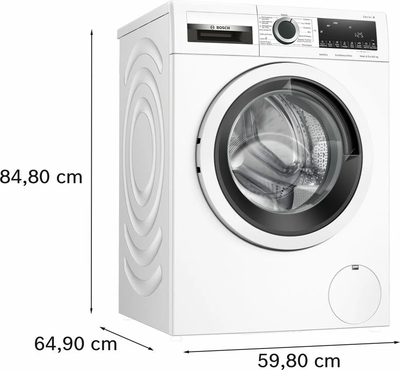 Bosch WNA144V0IT Serie 4 Lavasciuga A Libera Installazione 9/5 Kg, 1400 Giri, AutoDry, Iron Assist, Ecosilence Drive™, Classe E, Bianco