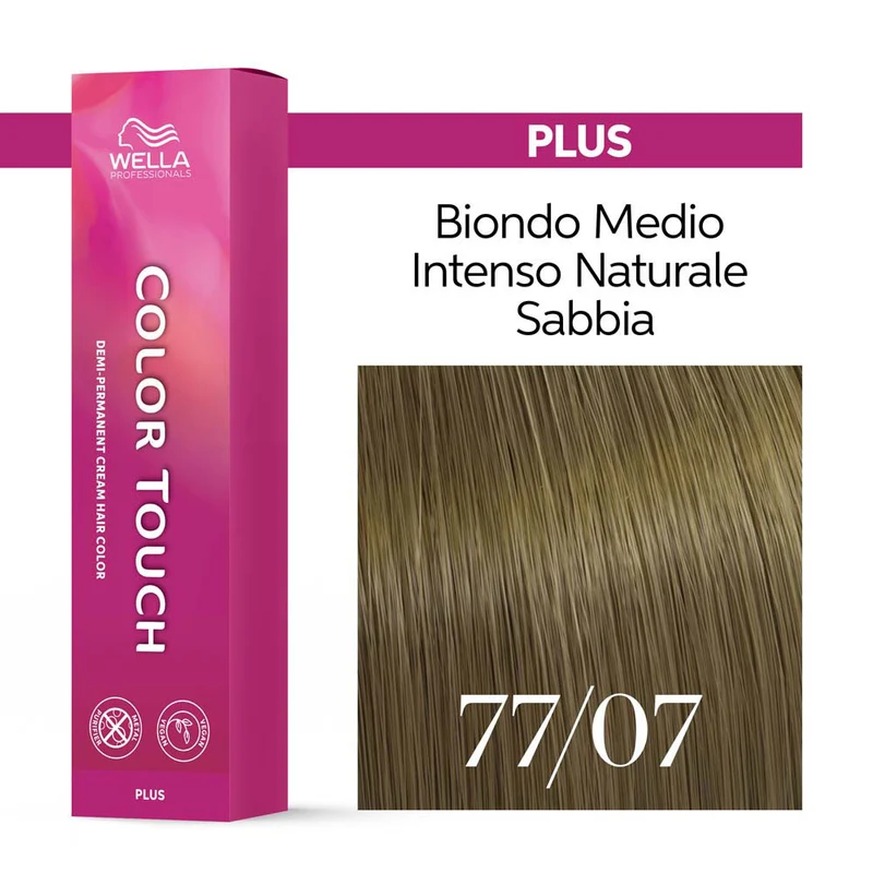 Wella Color Touch Plus 77/07 Biondo Medio Intenso Naturale Sabbia 60ml- colore demi-permanente